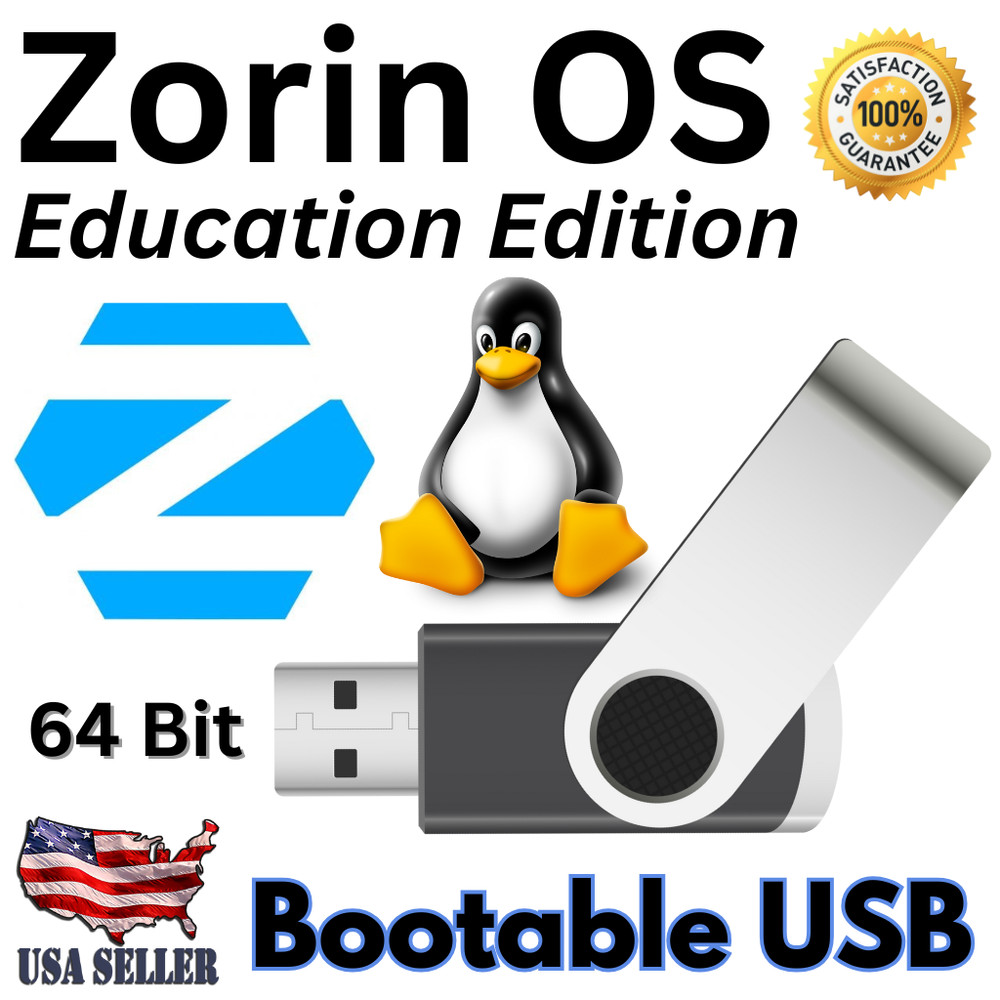 Zorin OS Education 64 GB | 64 Bit USB Drive Linux Boot Live/Install Student