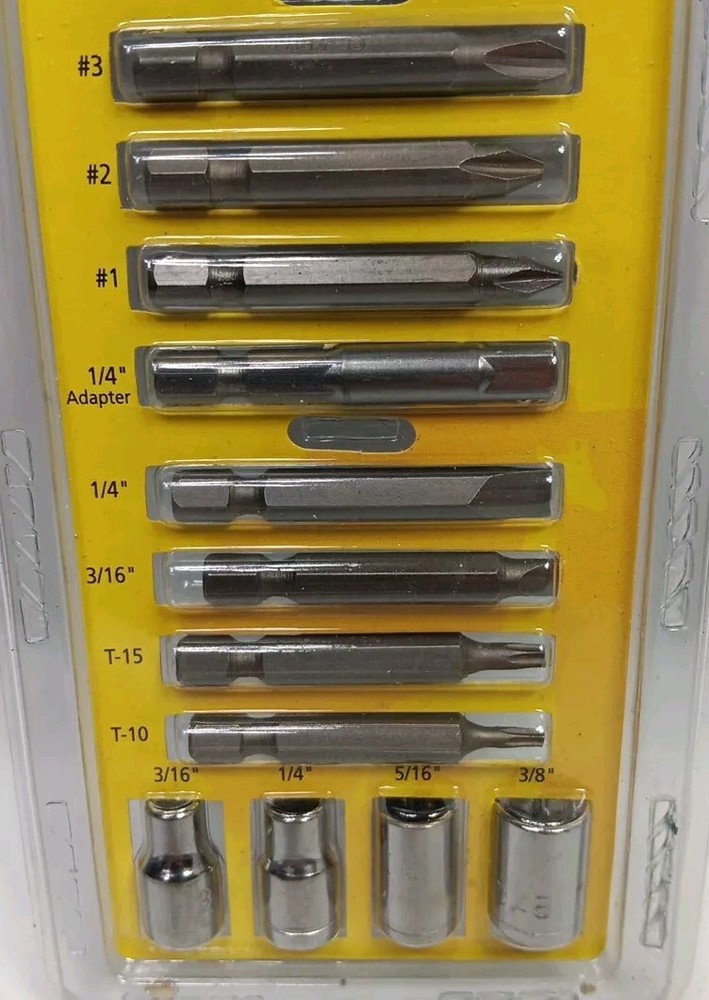 GREAT NECK 12PC. POWER BIT & SOCKET SET CR-V STEEL/CHROME PLATED SAE
