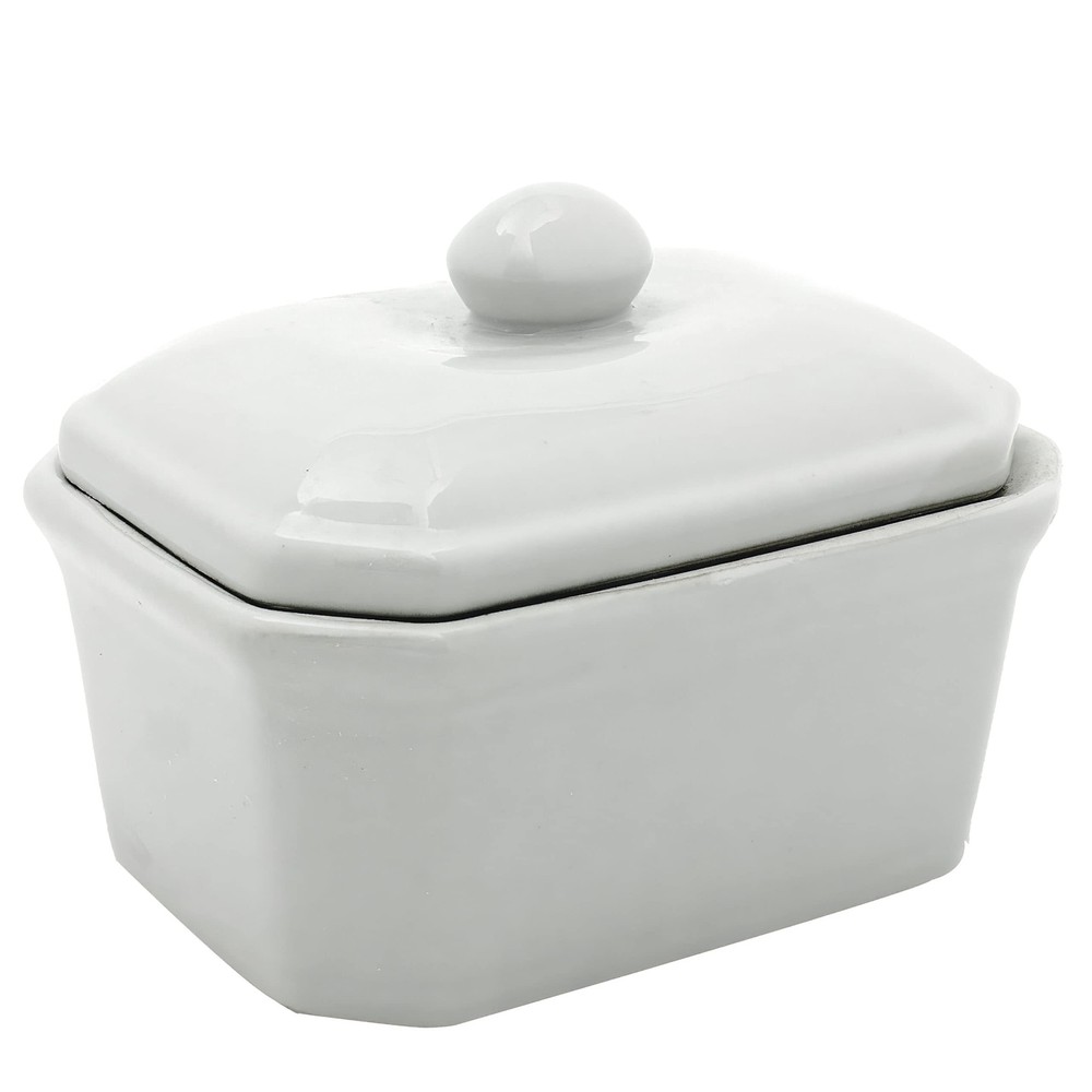 Red Lantern 8" White Porcelain Covered Jar