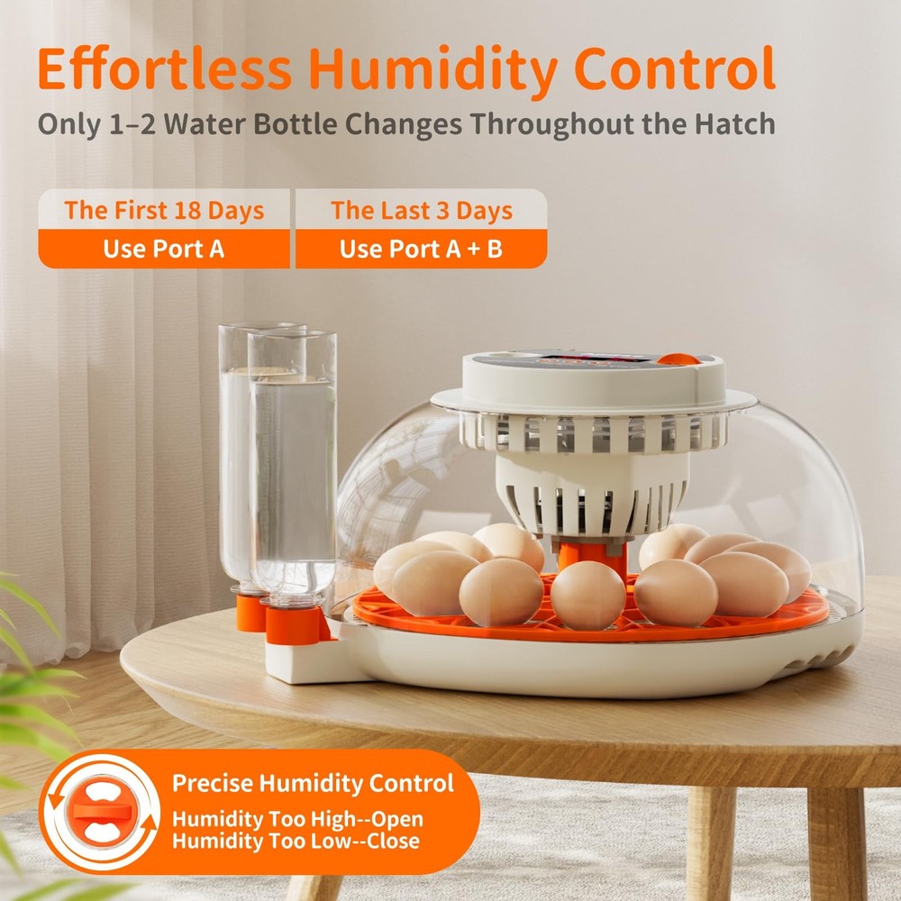 APDOE Egg Incubators for Hatching Eggs, Temperature and 12 Orange