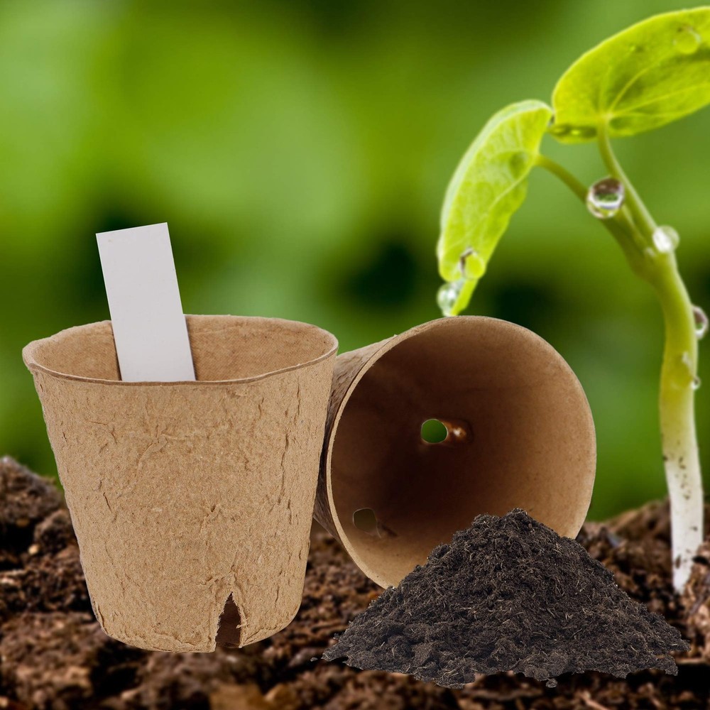 100 Pack Seed Starter Tray Kit, Biodegradable Peat Pots for Seedling with 100...