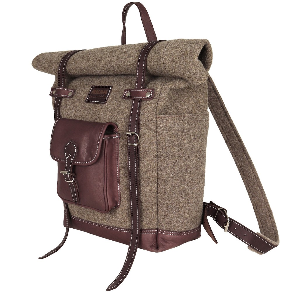 Akah Hunting Backpack Rolltop - Wool Felt With Olive Leather