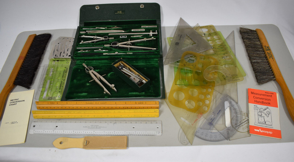 large lot Vintage Keuffel & Esser & POST DRAFTING TOOLS