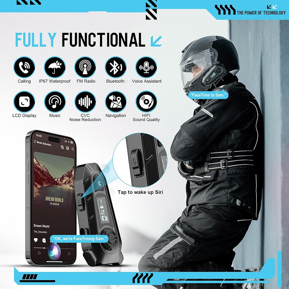 Waterproof Motorcycle Helmet Headset Wireless Bluetooth Headphone Speaker