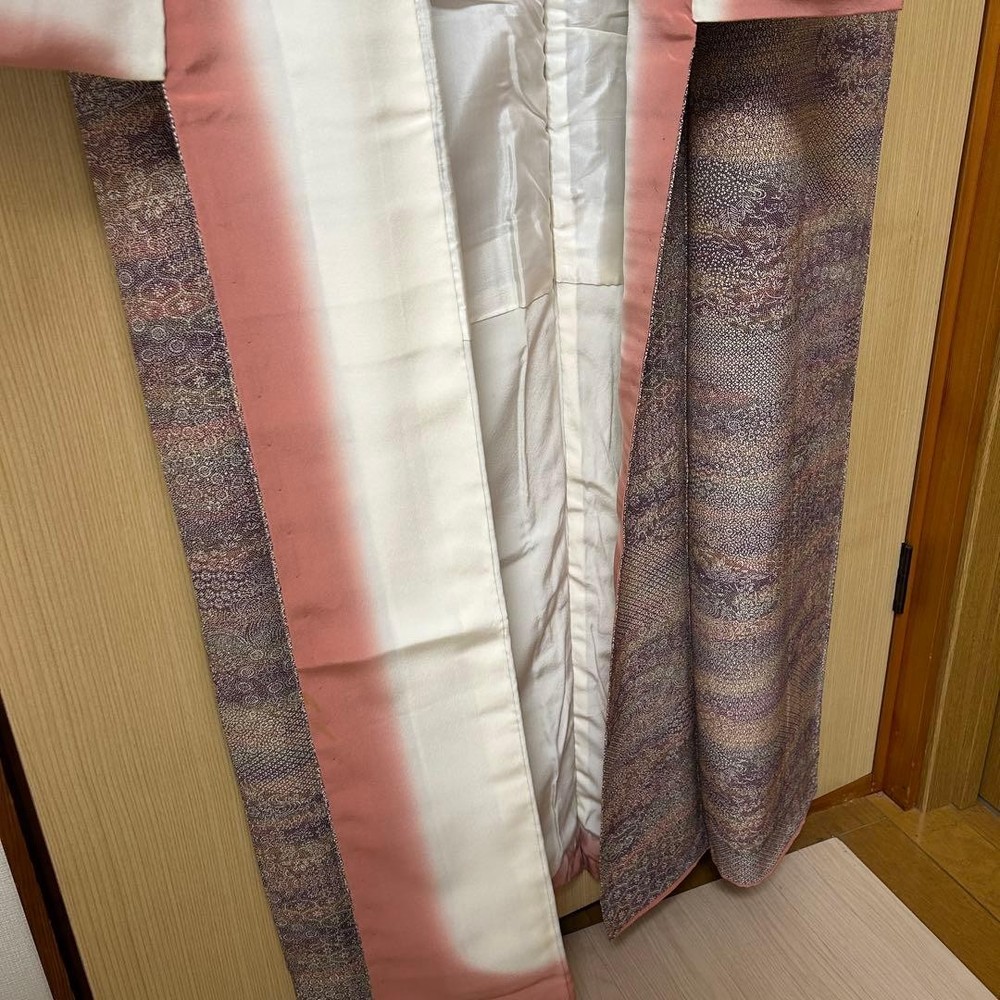 Pink Gradation Komon Kimono All-Over Pattern, 153cm Length,