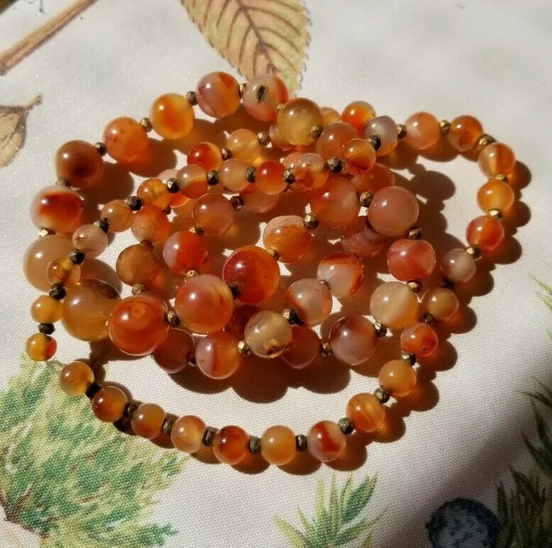 Vintage Agate/Carnelian Beads Necklace