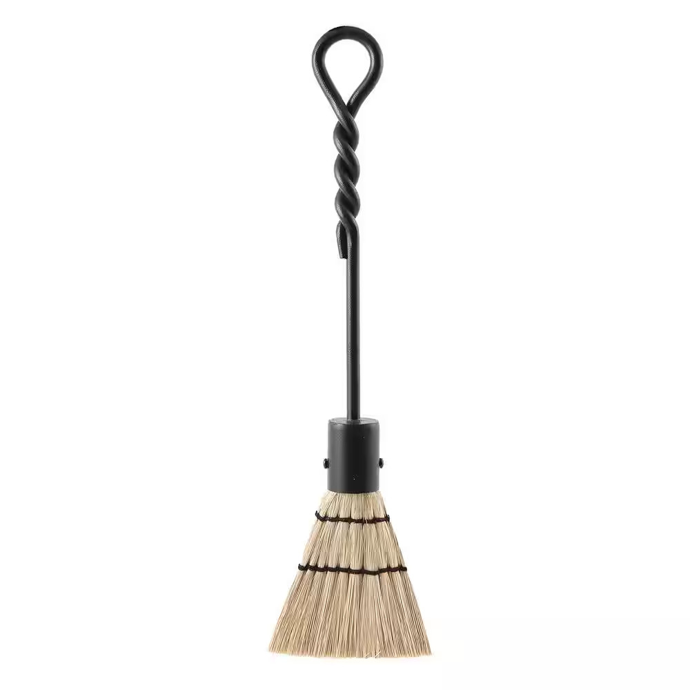 18 In. Tall Black Mini Rope Design Fireplace Brush Tool