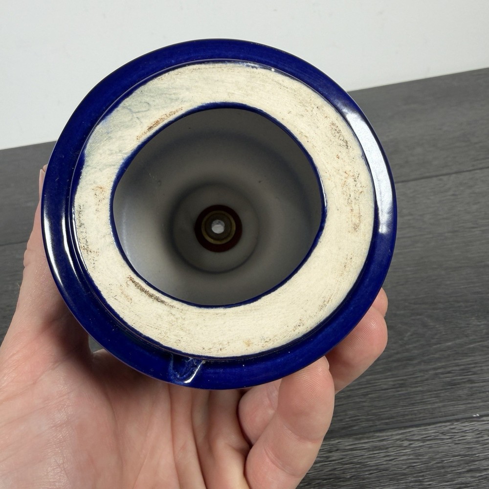 Vintage Retro Ceramic Pottery Lamp Base Blue Mid Century Modern Small Table