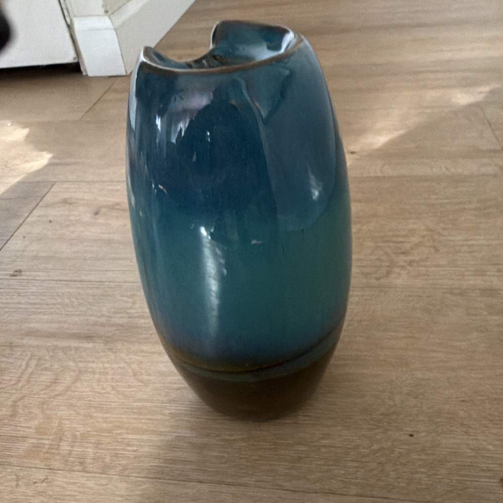 Ceramic Backflow Incense Burner Blue Green Waterfall Design