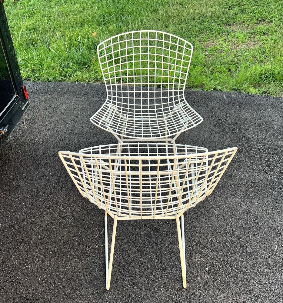 MCM Authentic Harry Bertoia KNOLL Rubberized White Wire side Chairs
