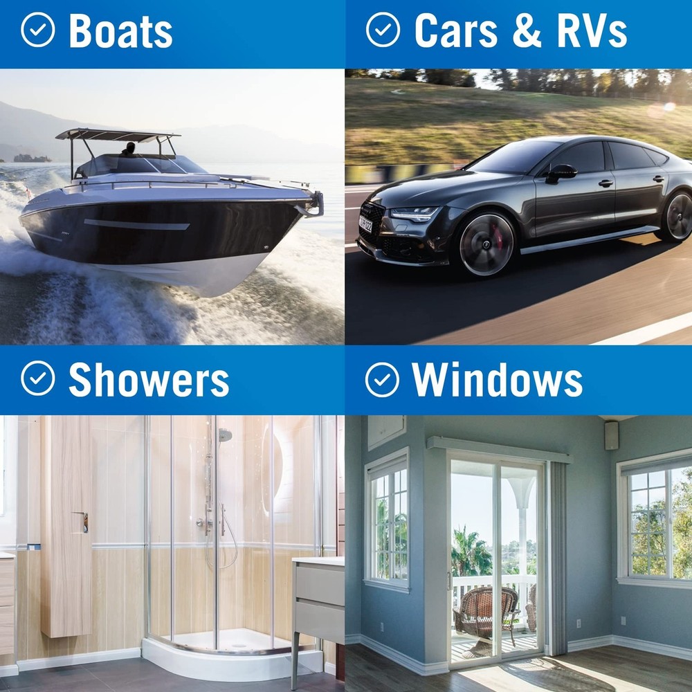 Window Squeegee with Long Handle and Scrubber, for Car, Boat, RV Windows, Win...