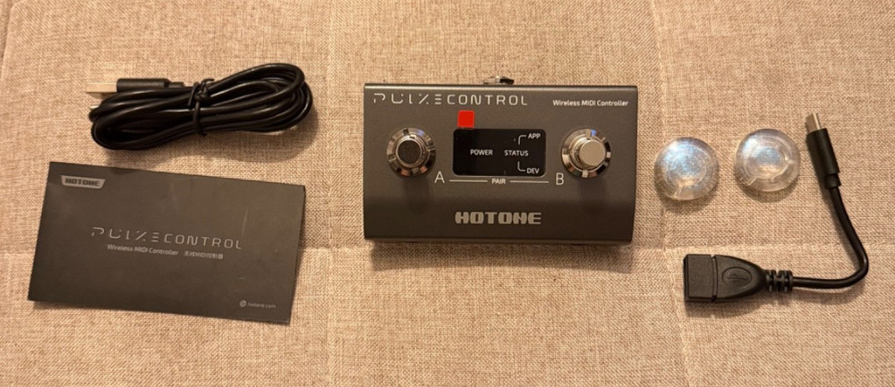 Hotone Pulse Control 2-Taste Wireless BT MIDI Fuß Controller Pedal Open Box