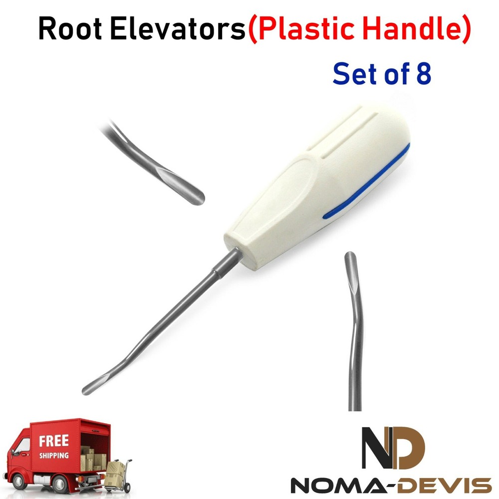Surgical Root Elevators Tooth Extraction PDL Periotome Plastic Handle Set of 8
