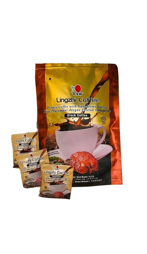 DXN Lingzhi Black Coffee 20 Sachets No Sugar Ganoderma Extract 3 Ounce Pack