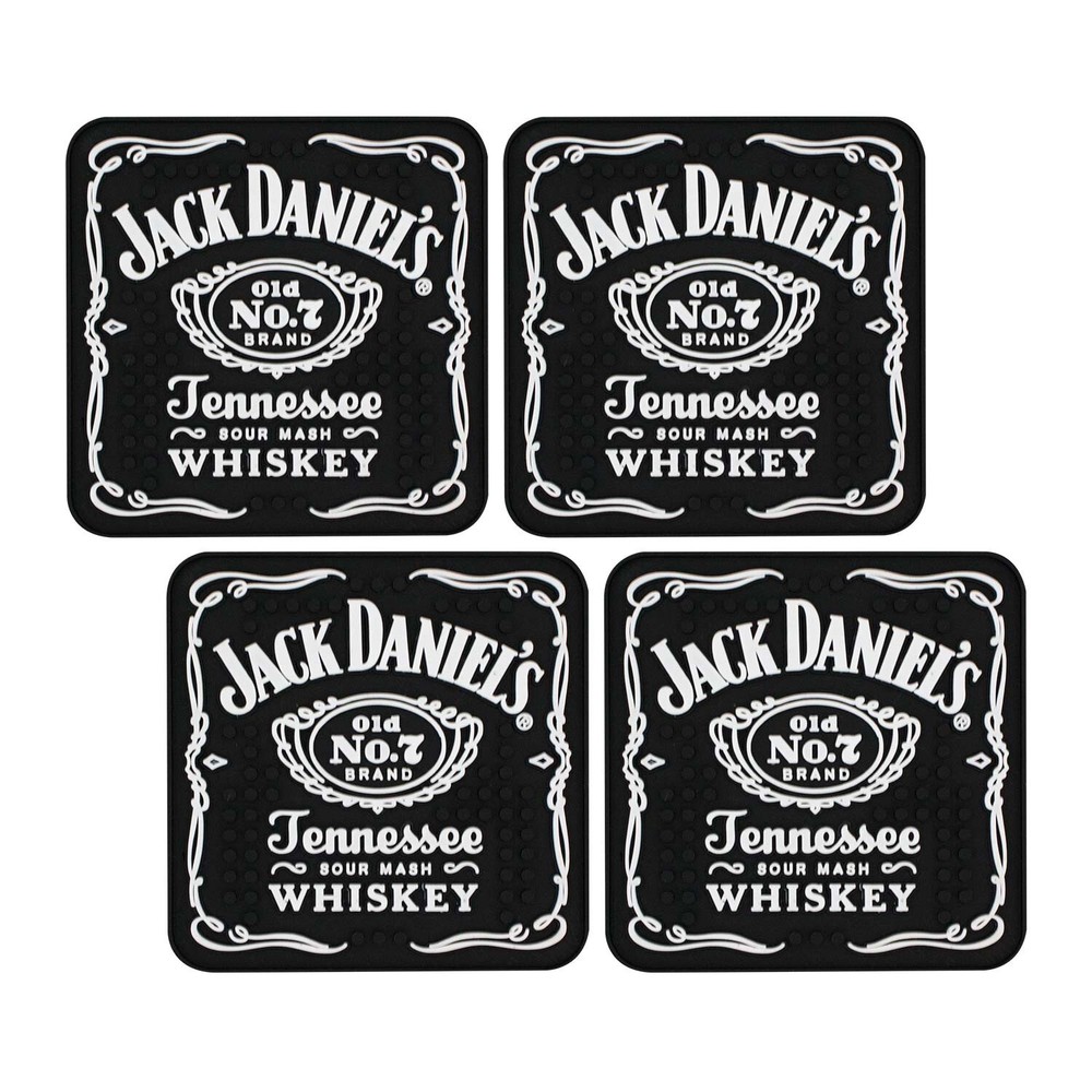 Jack Daniels Rubber Mat Coaster Set Black