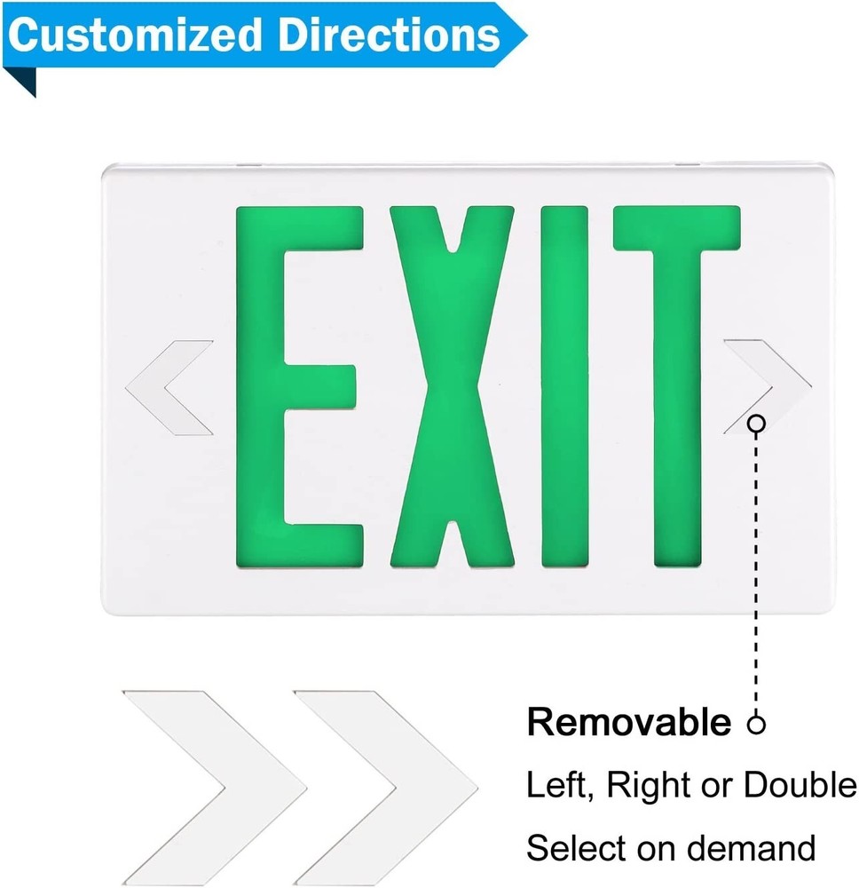 Spectsun 4 Packs UL Listed -Green Exit Sign with Battery Backup Led Exit Light.