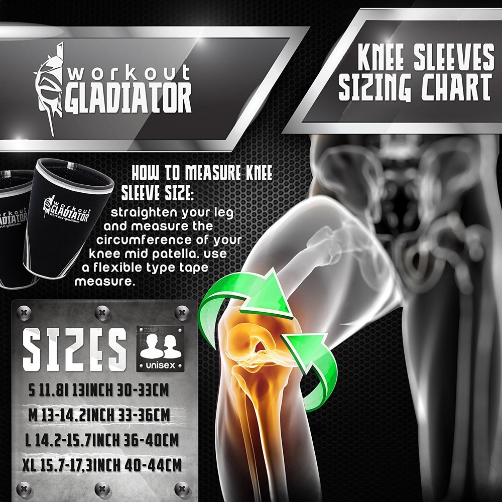 Knee Compression Sleeve Pair 7 MM Max Support Crossfit Running Squats Lifting