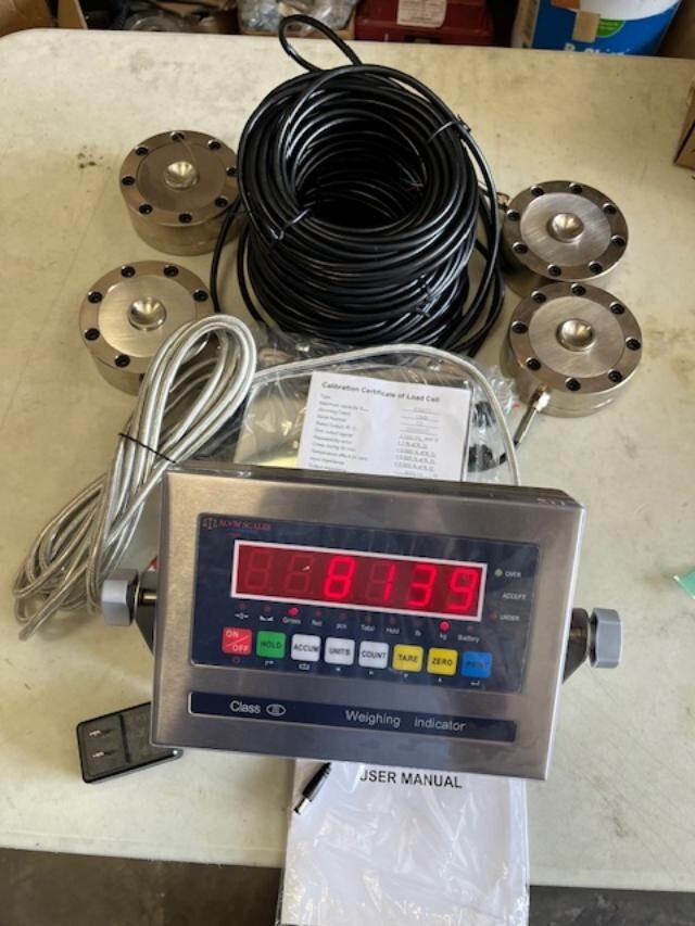 Compression Scale 4) 5K Load cells 20,000 x 1 lb with Low profile, Indicator
