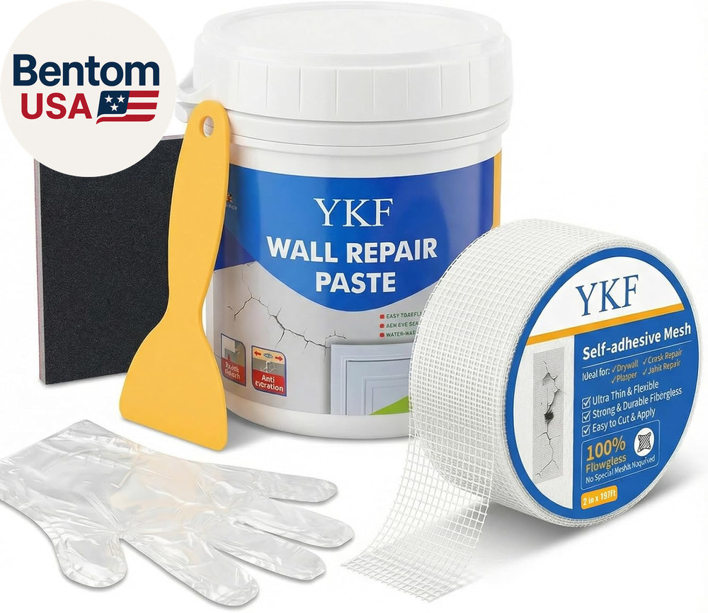 Drywall Repair Kit (18 Oz) - Spackle Wall Repair Paste with Scraper & Self-Adhes