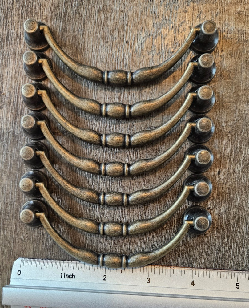 Antique Brass Finished Bail Pulls, Set of 9