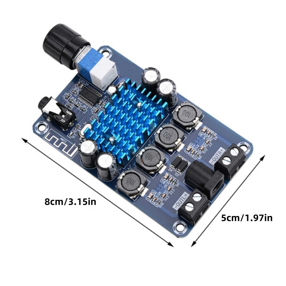 80mm Digital Power Amplifier Board Class D Bluetooth 50W*2 Audio
