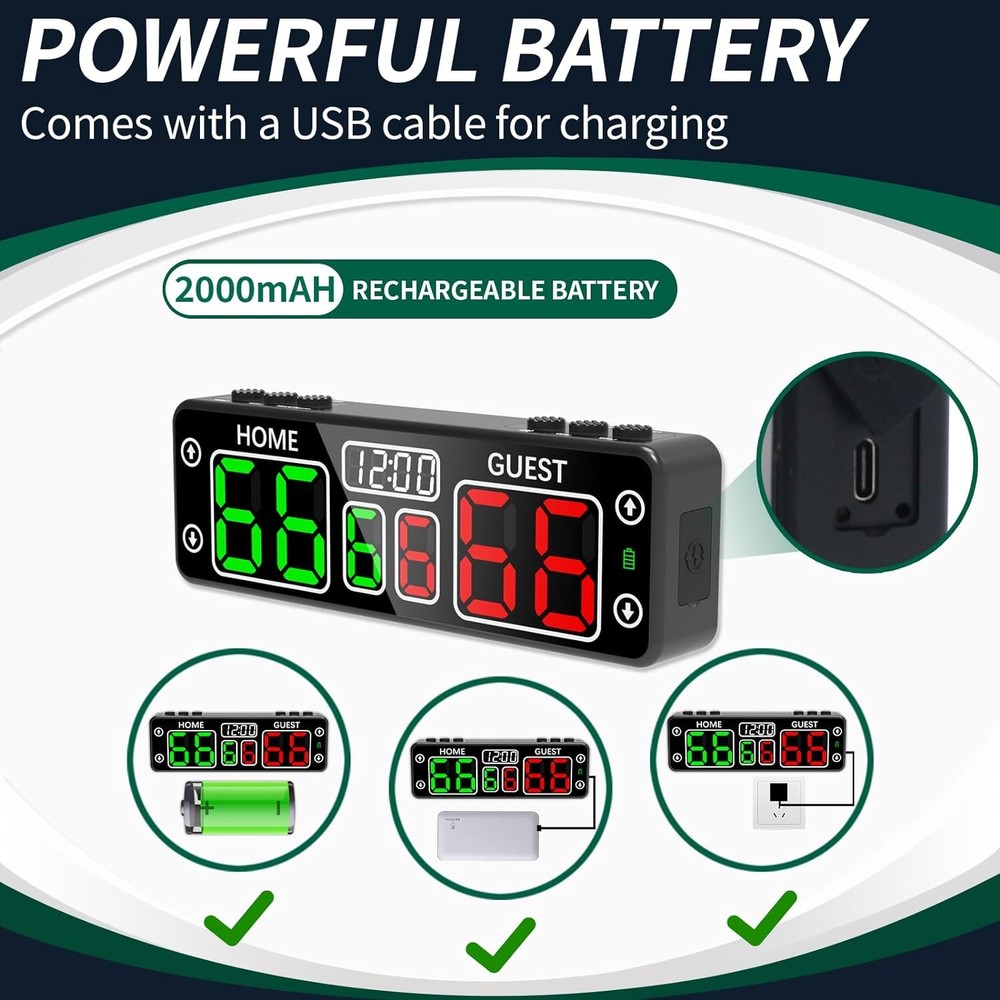 YZ Upgraded Digital Scoreboard with Timer, Mini Magnetic Electronic black