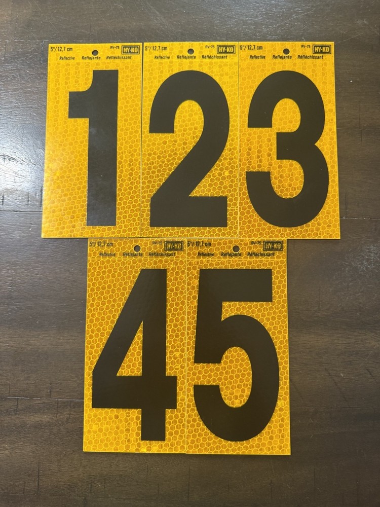 HY-KO Reflective 5" Yellow and Black Numbers