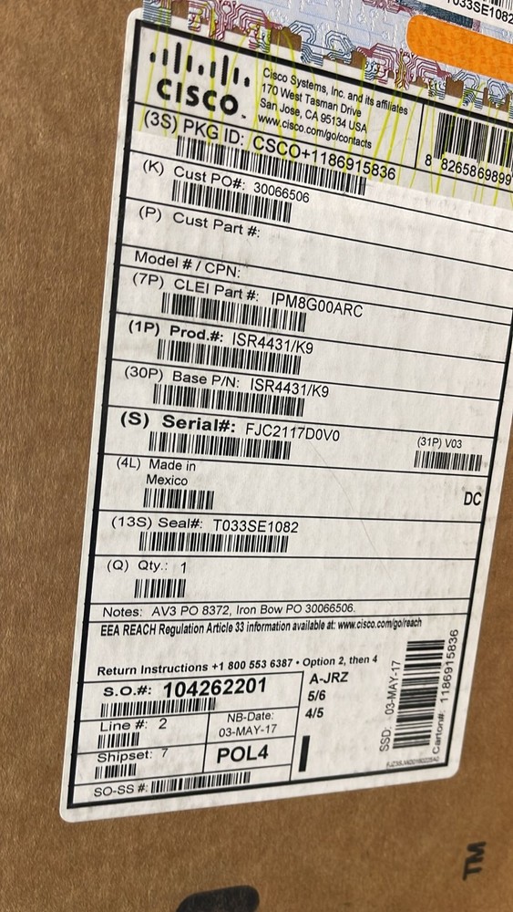 Cisco ISR4431/K9 Integrated Service Router OPEN BOX