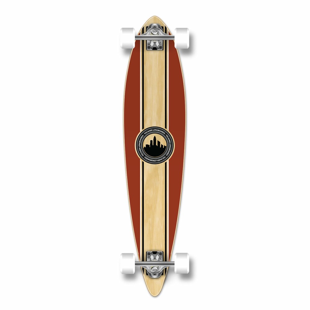Yocaher Pintail Longboard Complete - Crest Burgundy
