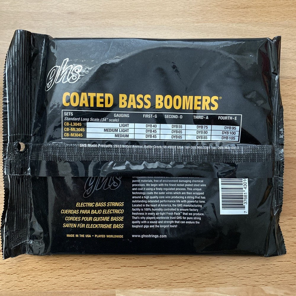 GHS CB ML3045 Long Scale Coated Bass Boomers Medium Light 45 - 100 Strings