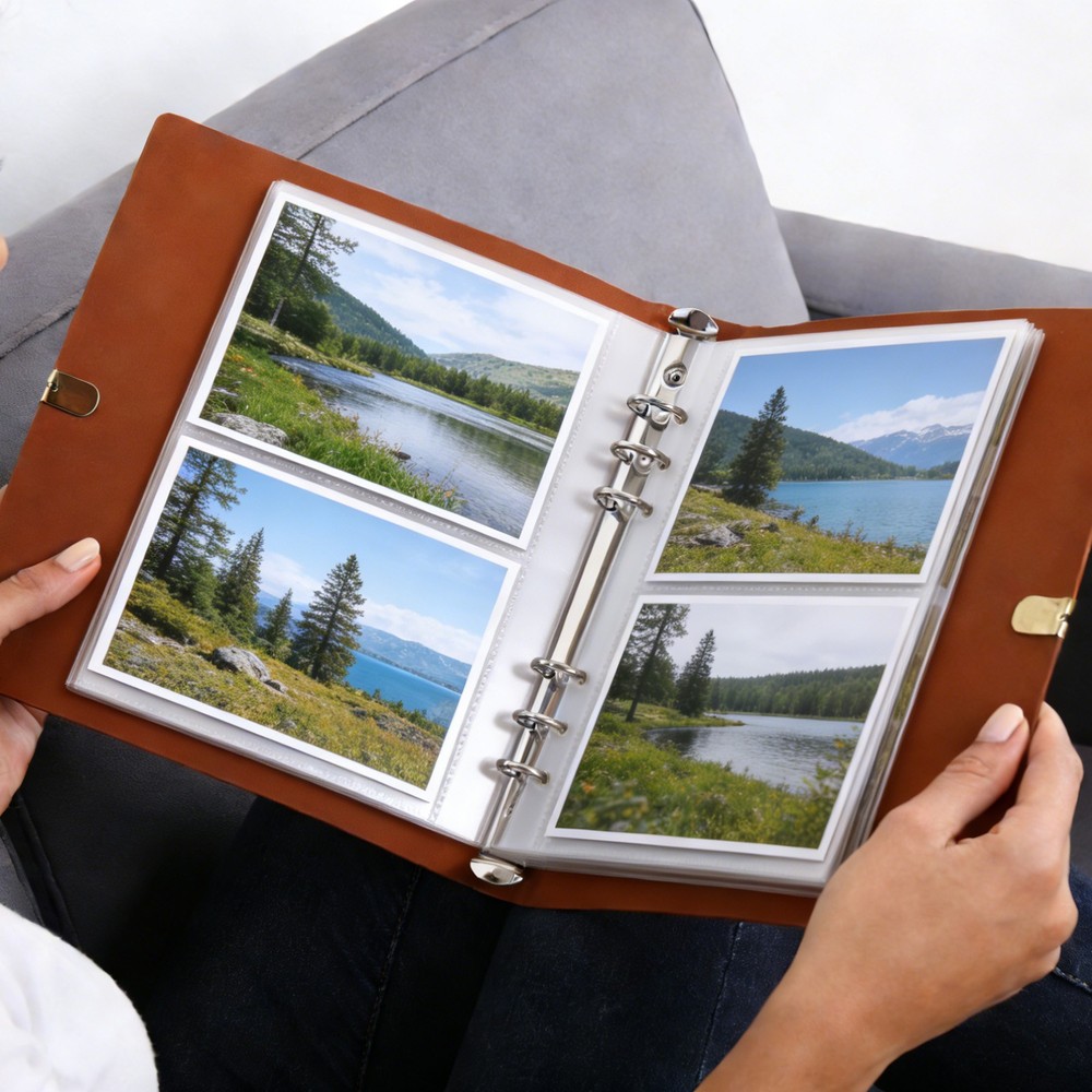 A6 Leather Binder Journal Cover, 6 Ring Elastic Closure, Red