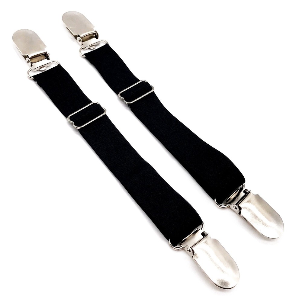 Adjustable Elastic Stocking Garter Suspender Clips - 4 Pcs Black