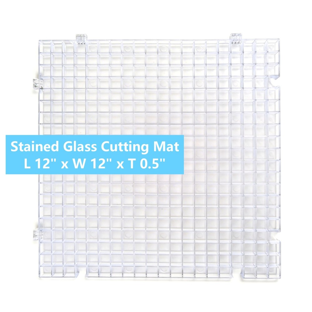 Stained Glass Cutting Mat, Solid Bottom Plastic Grid, 12"x12", Includes Rubbe...