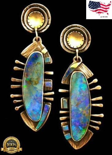 Opal Earrings Ear Stud Dangle Drop 925 Silver Plated Fire Jewelry Simulated