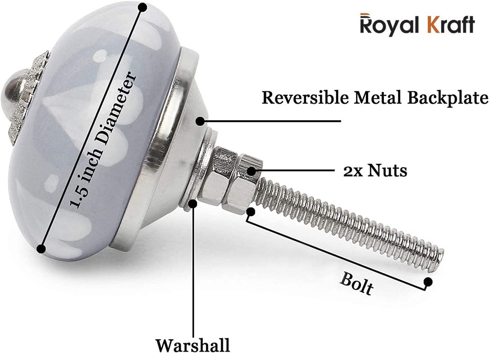 Vintage Blue Hand Painted Ceramic Pull Knobs for Kitchen Cabinet, Door & Drawer,