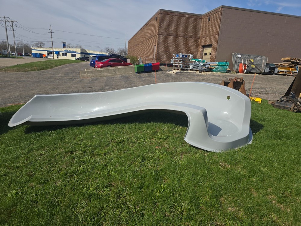 Dolphin Slides 15'5" Left Turn Pool Slide – Light Gray