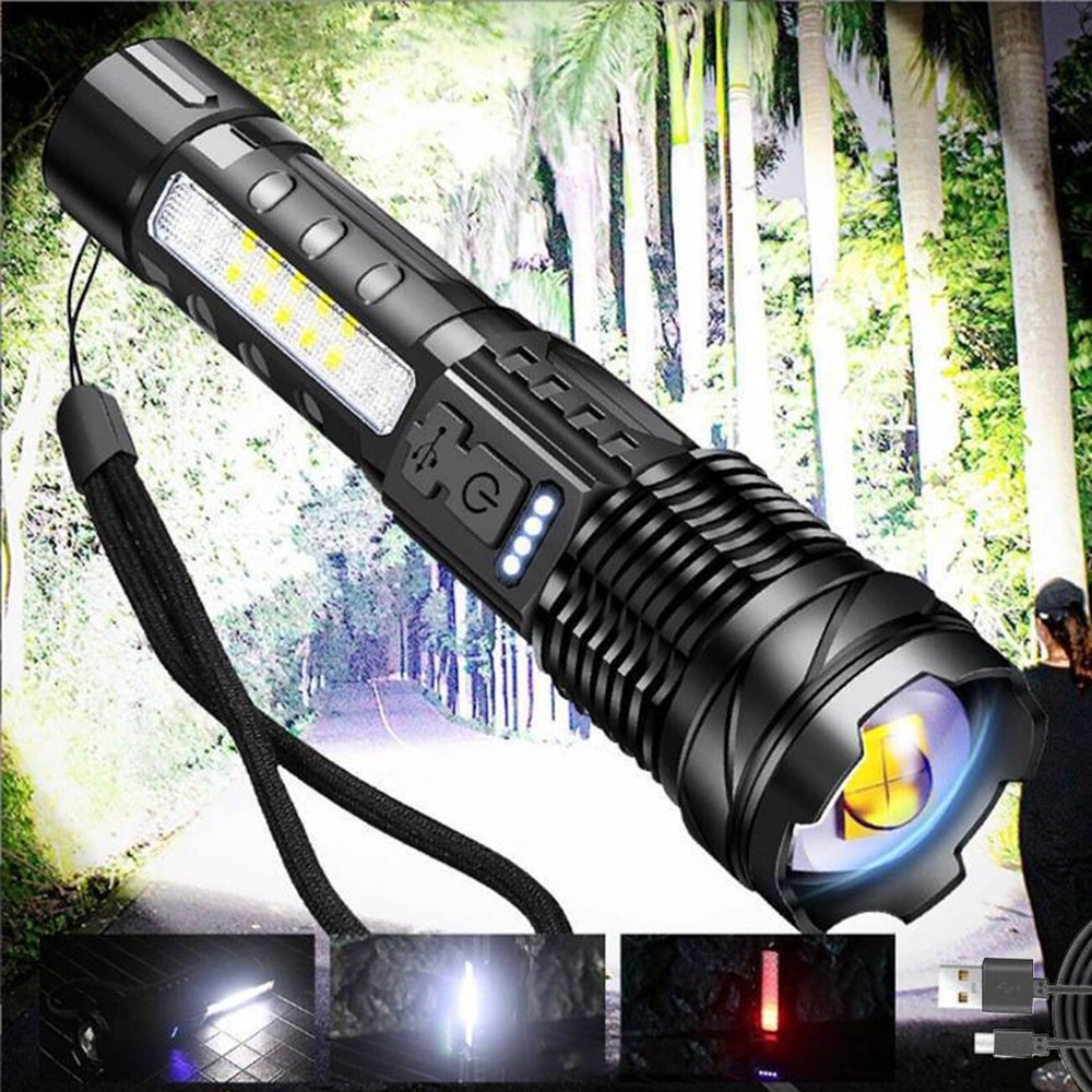 Super Bright White LED Flashlight Rechargeable Zoomable Torch Camping lamp
