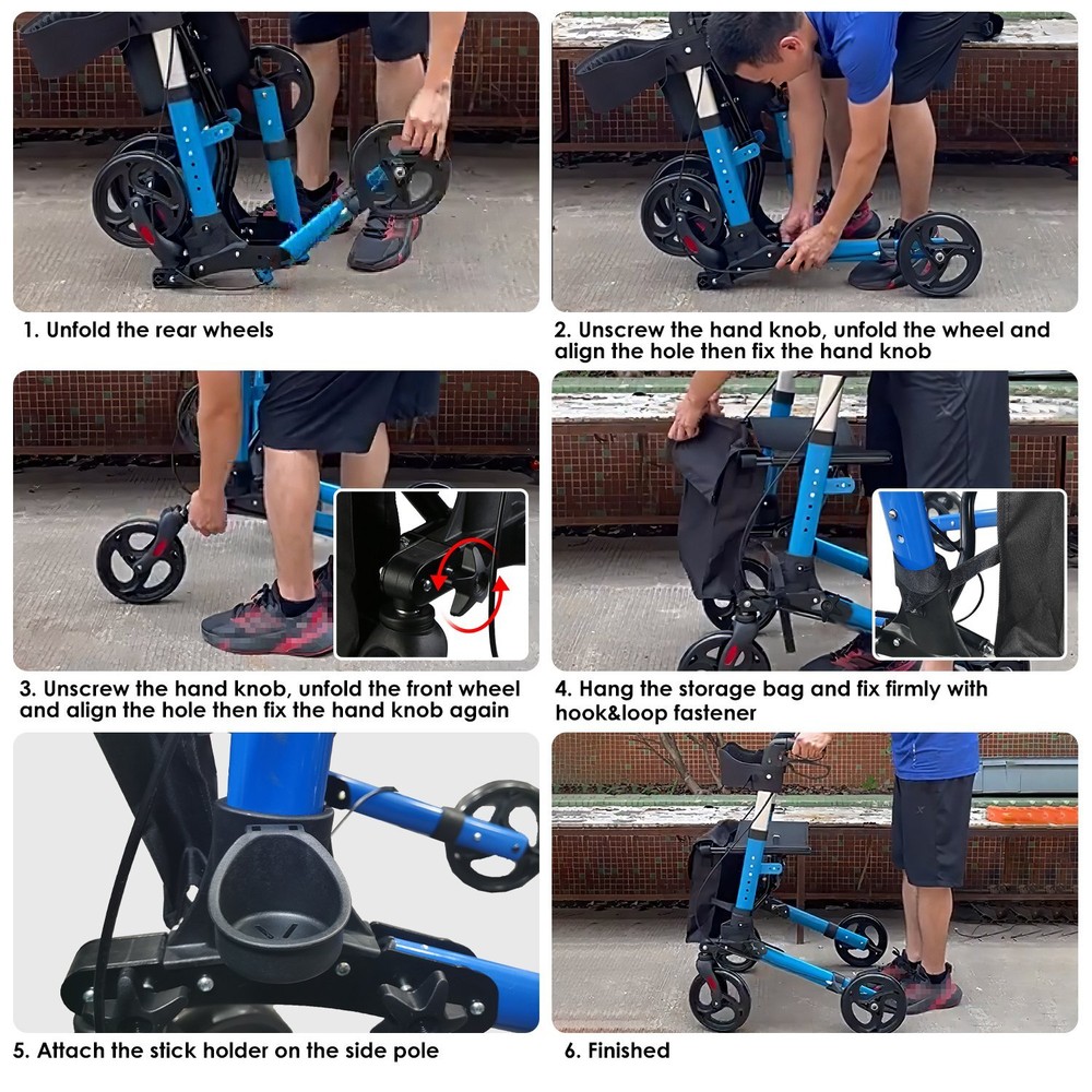 Rollator Walker & Seat Backrest Rolling Walker Outdoor Rolling Walker Aluminum
