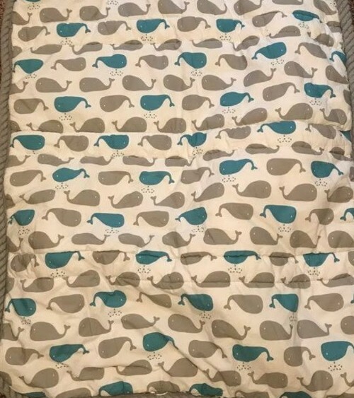 NEW HIGH SEAS 3PC CRIB SET NAVY BLUE & GRAY ANCHOR *