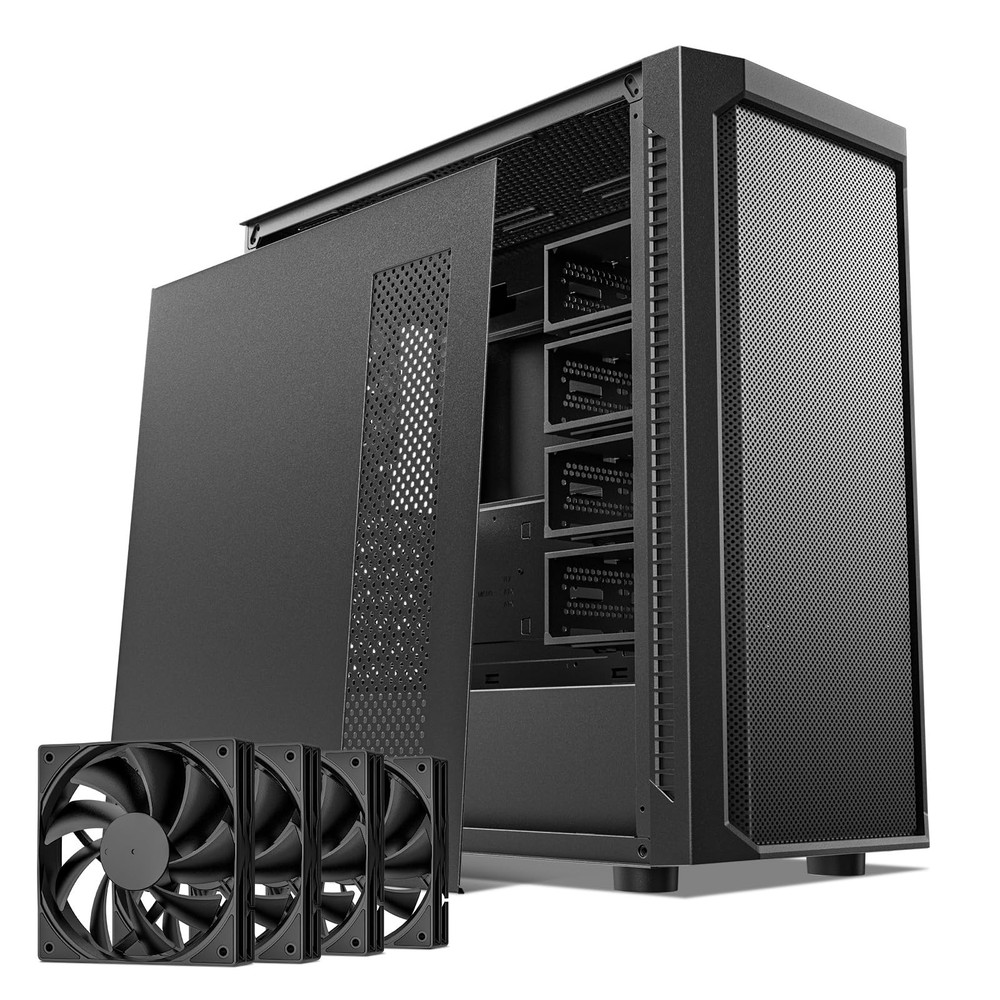 DARKROCK Classico Max Storage Master E-ATX Computer Case with 4x120mm Black Fan,
