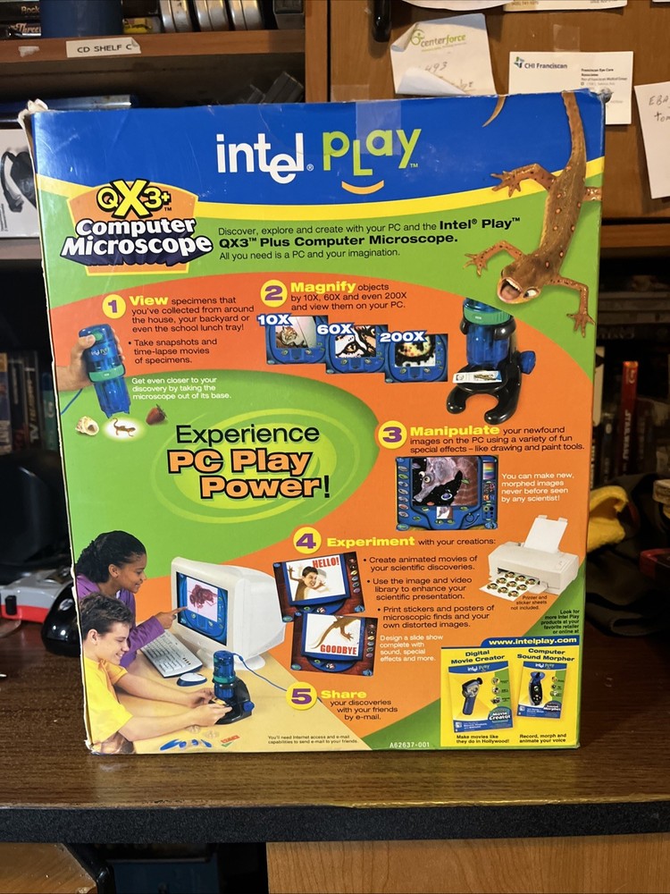 NEW Intel Play QX3+ Computer Microscope w/Editing/Viewing Software. Box Damage