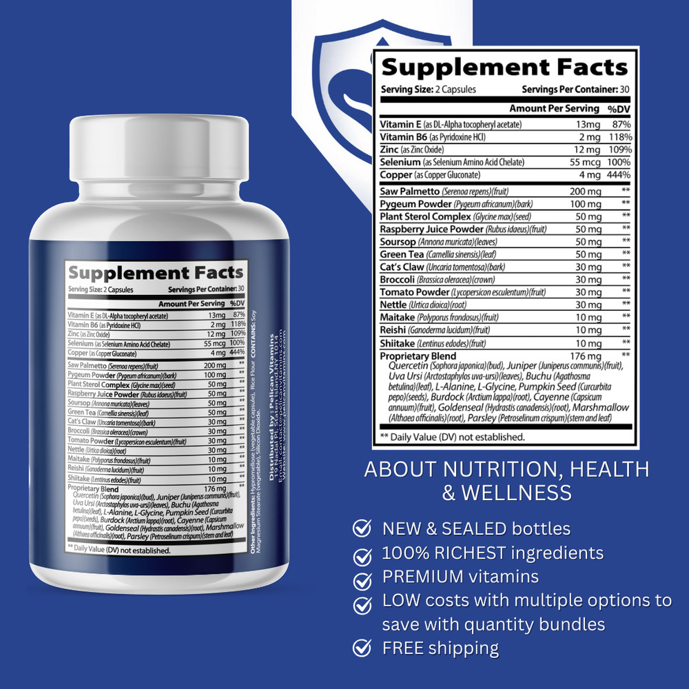 Prosta Defend- Prostate Support- 3 Bottles- 180 Capsules