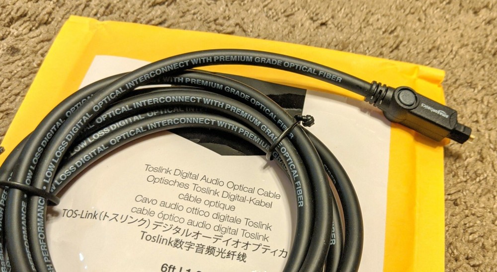 2-pack Amazon Basics Digital Optical Audio Toslink Cable Black TESTED 6’ feet