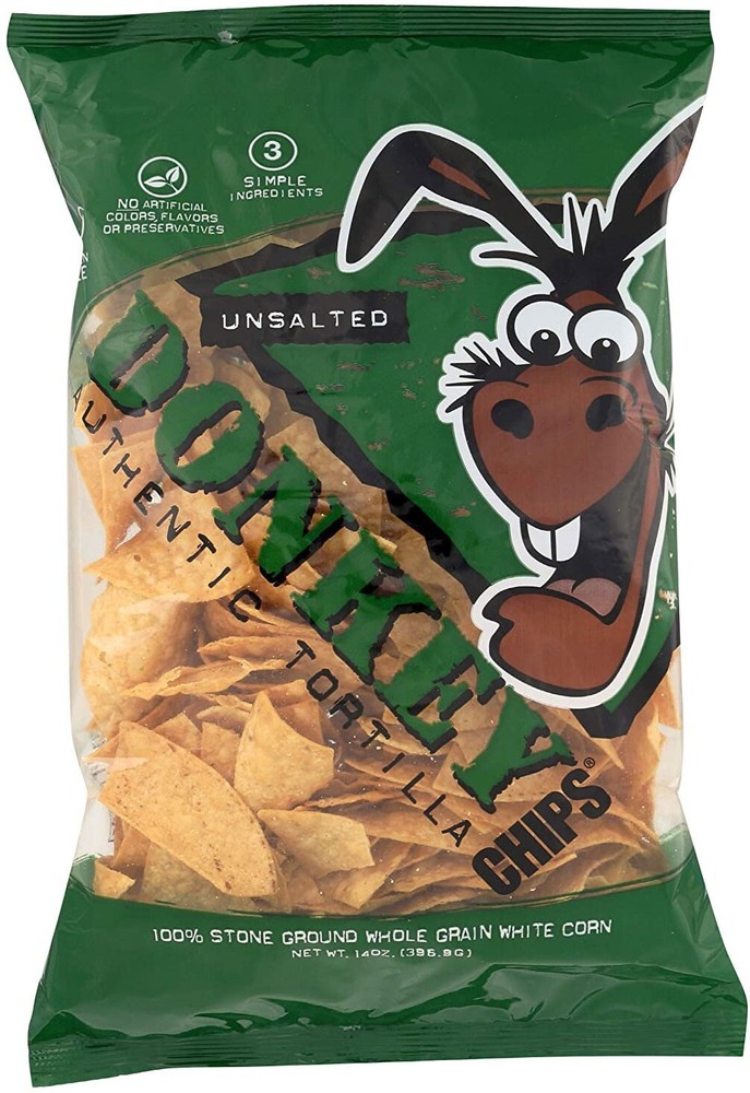 Donkey Authentic Unsalted Tortilla Chips - 11 oz