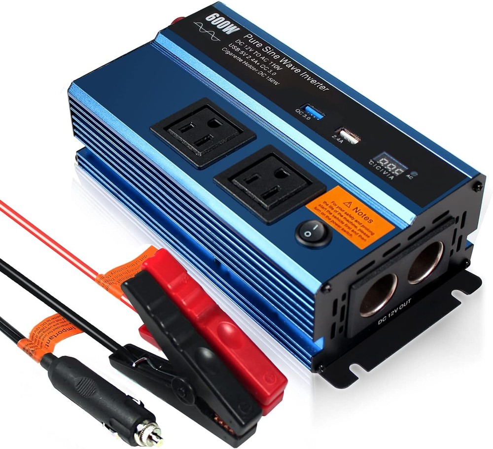 SOJOY Power Inverter DC 12V to AC 110V Pure Sine Wave w/ USB AC Outlets *5052A1F