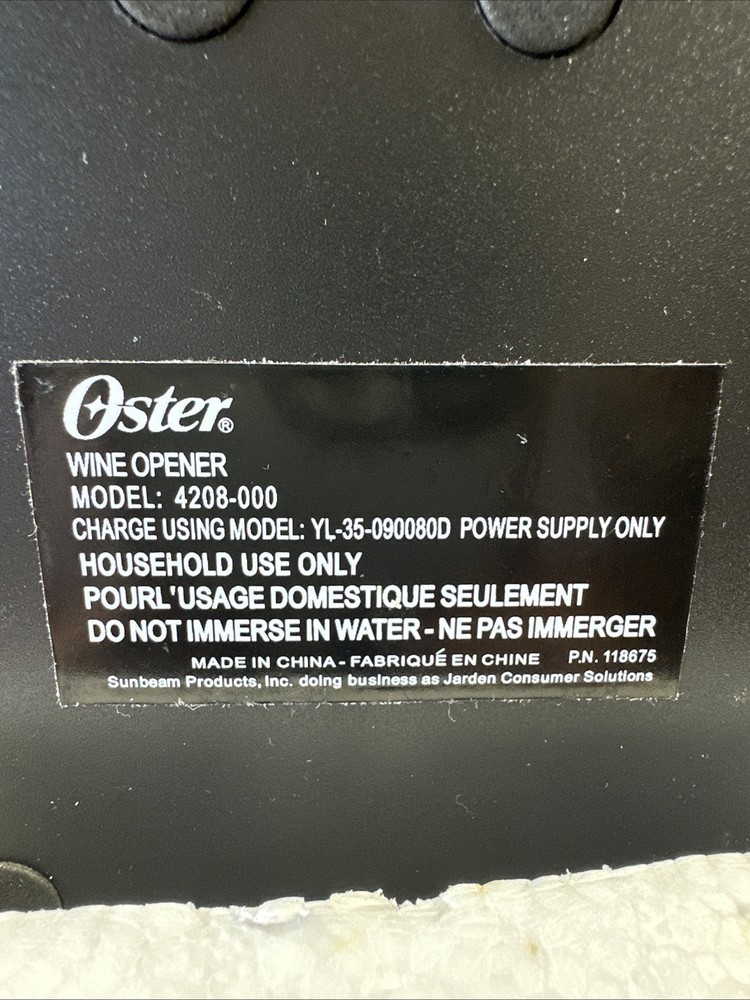 Oster Electric Wine Opener Replacement AC/DC Adapter & Charging Base & Chiller