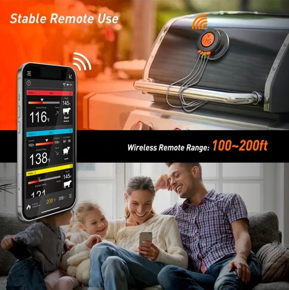Grillers Thermometer, Wireless Smart Meat Thermometer with App – Bluetooth BBQ