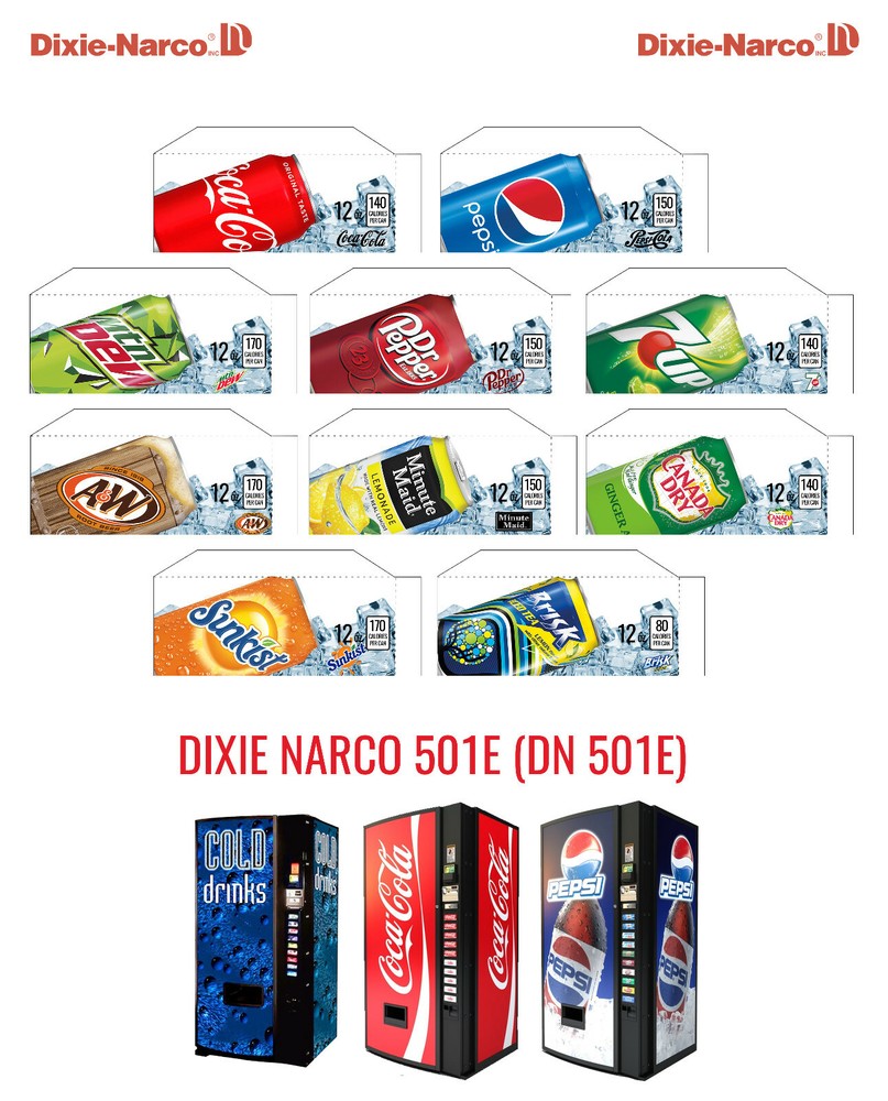 (10) Dixie Narco 501e Vend Labels - Flavor Strips - VARIETY PACK