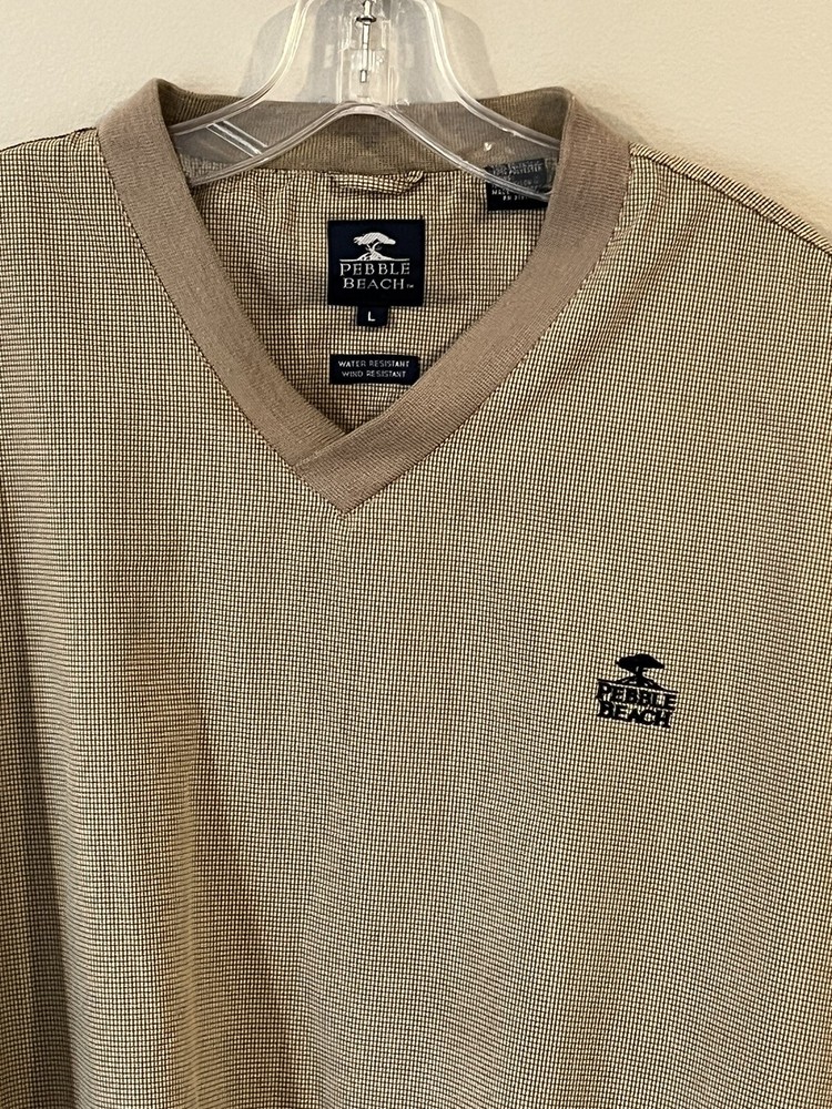 Pebble Beach Golf Jacket Large Tan Pullover Windbreaker Men