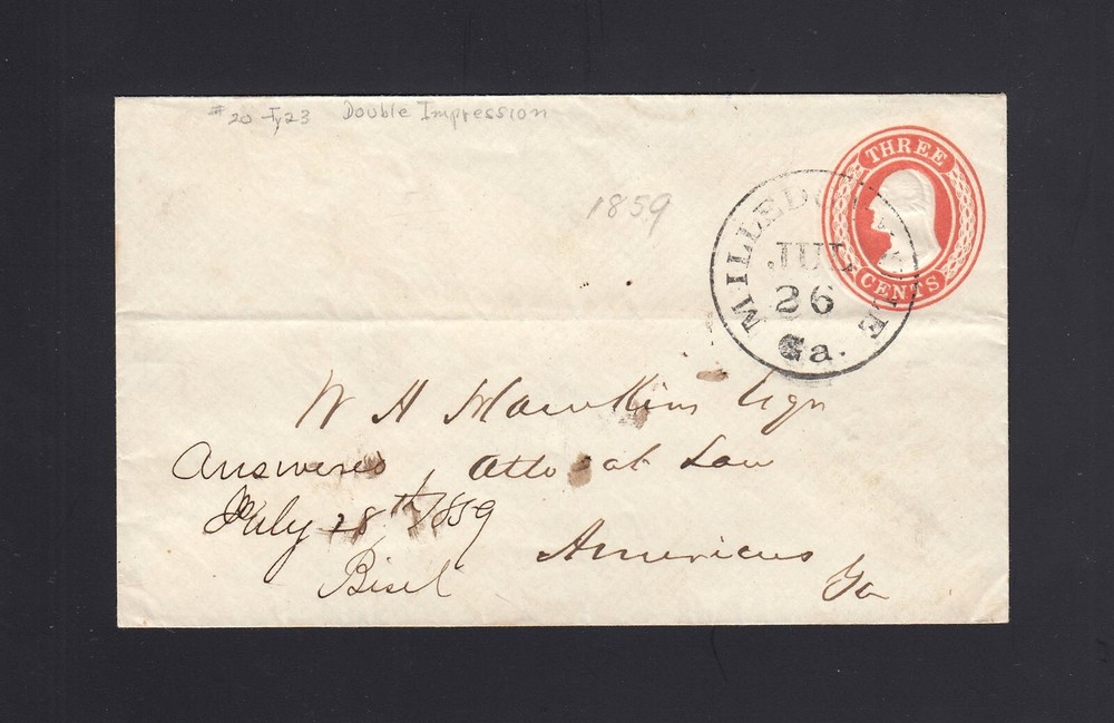 U9, UPSS #15 USED Envelope - DOUBLE IMPRESSION - 1 ALBINO